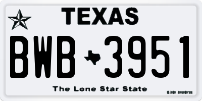 TX license plate BWB3951