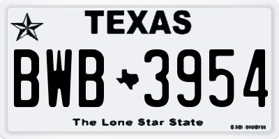 TX license plate BWB3954