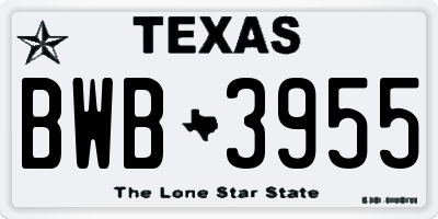 TX license plate BWB3955