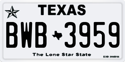 TX license plate BWB3959
