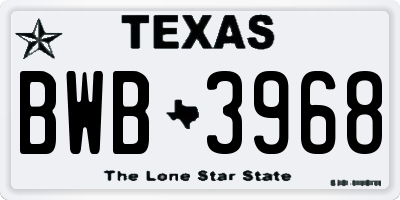TX license plate BWB3968