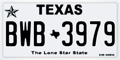 TX license plate BWB3979