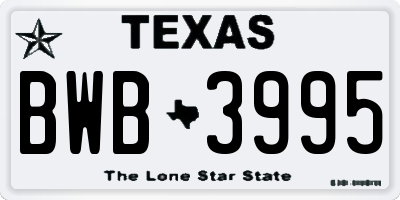 TX license plate BWB3995