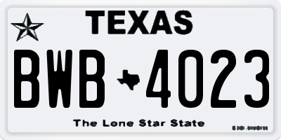 TX license plate BWB4023