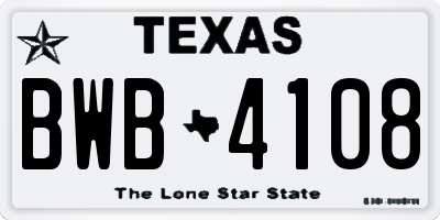TX license plate BWB4108