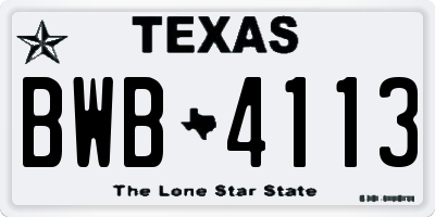 TX license plate BWB4113