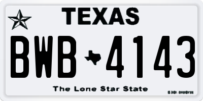 TX license plate BWB4143