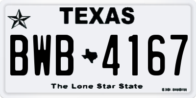 TX license plate BWB4167