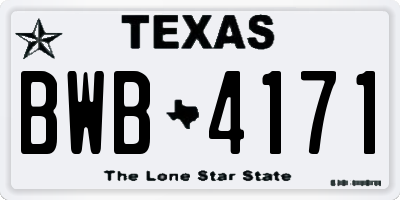 TX license plate BWB4171
