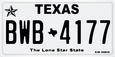 TX license plate BWB4177