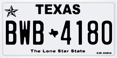 TX license plate BWB4180