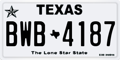 TX license plate BWB4187