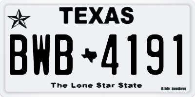 TX license plate BWB4191
