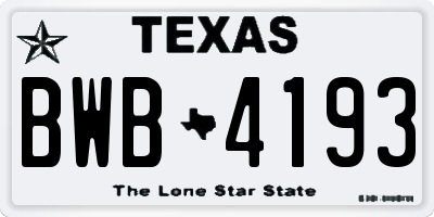 TX license plate BWB4193