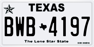 TX license plate BWB4197