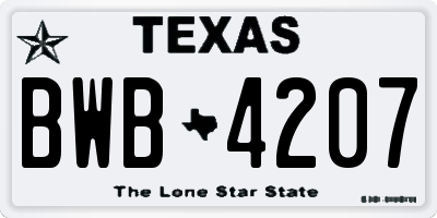 TX license plate BWB4207