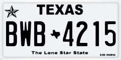 TX license plate BWB4215
