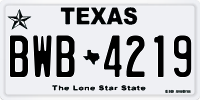 TX license plate BWB4219