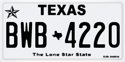 TX license plate BWB4220