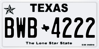 TX license plate BWB4222