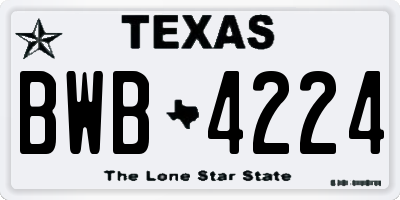 TX license plate BWB4224