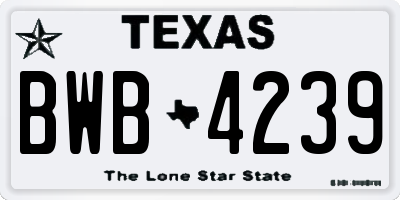 TX license plate BWB4239
