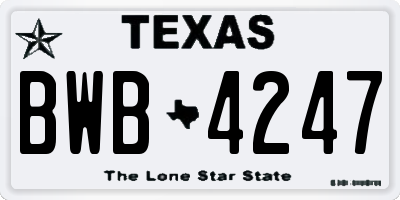 TX license plate BWB4247