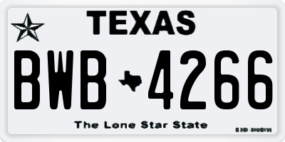 TX license plate BWB4266