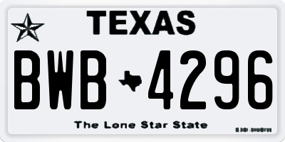 TX license plate BWB4296