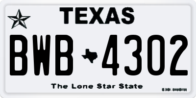 TX license plate BWB4302