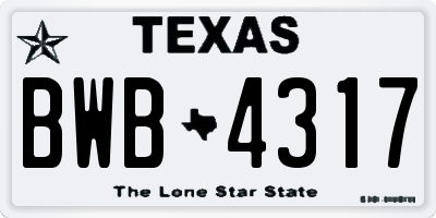 TX license plate BWB4317
