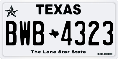 TX license plate BWB4323