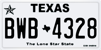 TX license plate BWB4328