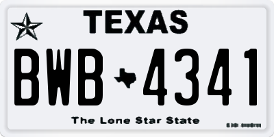 TX license plate BWB4341
