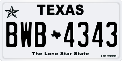 TX license plate BWB4343