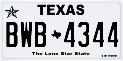 TX license plate BWB4344