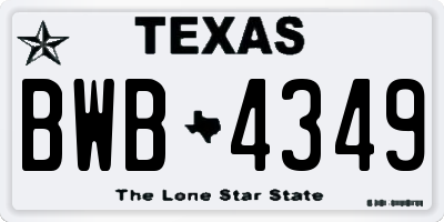 TX license plate BWB4349