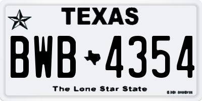 TX license plate BWB4354