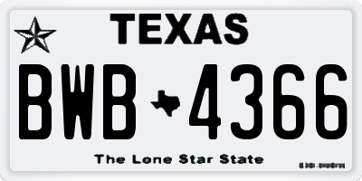 TX license plate BWB4366