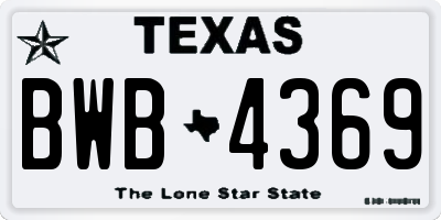 TX license plate BWB4369