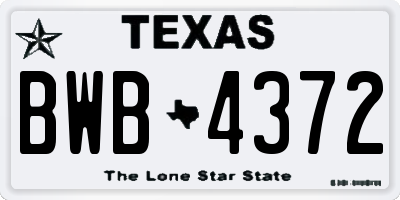 TX license plate BWB4372