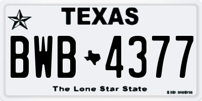 TX license plate BWB4377