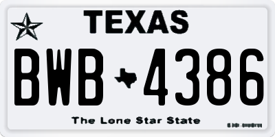 TX license plate BWB4386