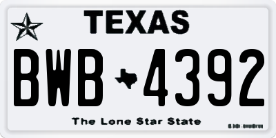 TX license plate BWB4392