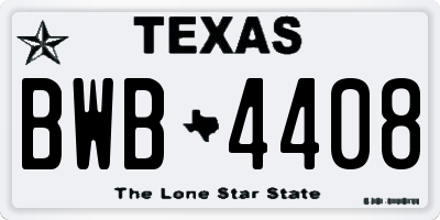 TX license plate BWB4408