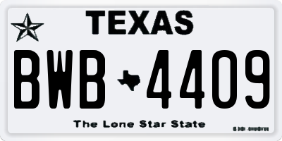TX license plate BWB4409