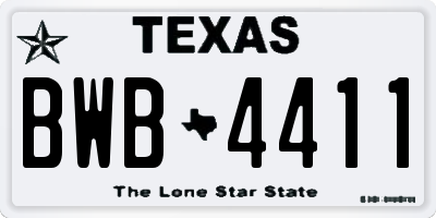 TX license plate BWB4411