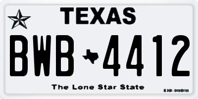 TX license plate BWB4412