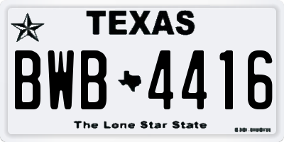 TX license plate BWB4416