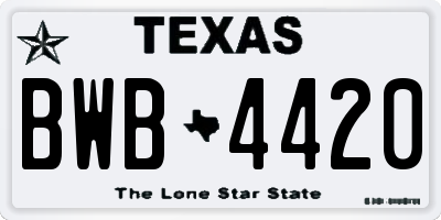 TX license plate BWB4420